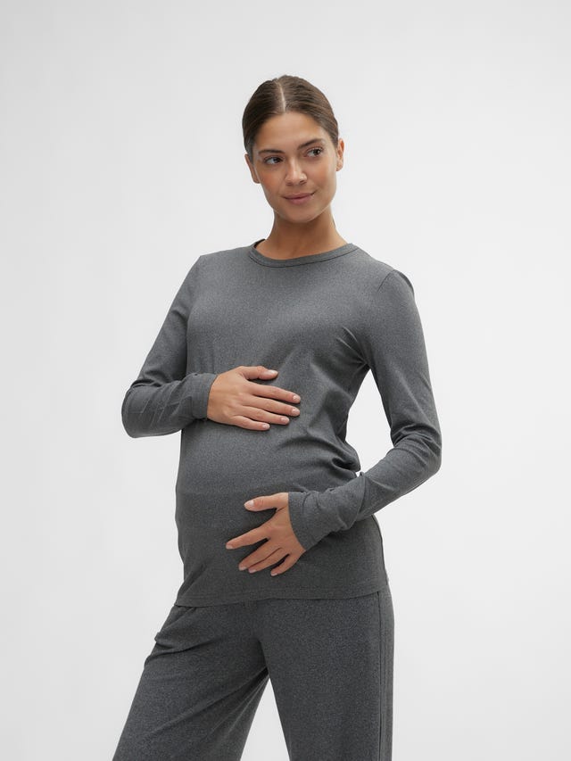 Mamalicious Maternity Helene Jersey Pyjama Short Set - Grey