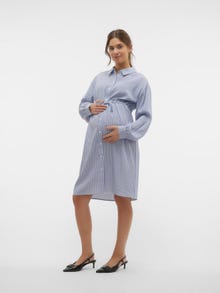 MAMA.LICIOUS Robe midi Loose Fit Col chemise Poignets boutonnés Manches fines et ajustées -Beacon Blue - 20020673