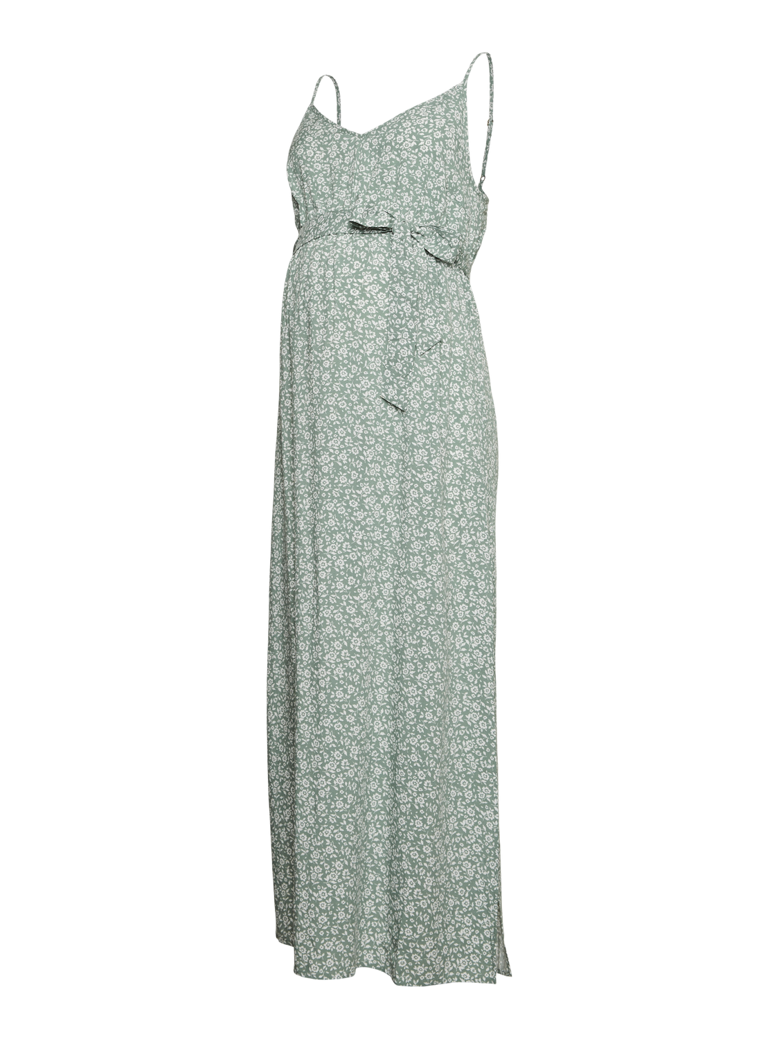 MAMA.LICIOUS Krój regularny Dekolt w serek Długa sukienka -Hedge Green - 20020709