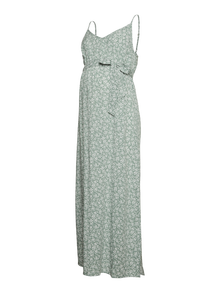 MAMA.LICIOUS Regular fit V-pääntie Pitkä mekko -Hedge Green - 20020709