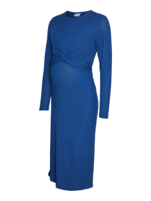 MAMA.LICIOUS Krój regularny Głęboki okrągły dekolt Sukienka midi -Beaucoup Blue - 20020774