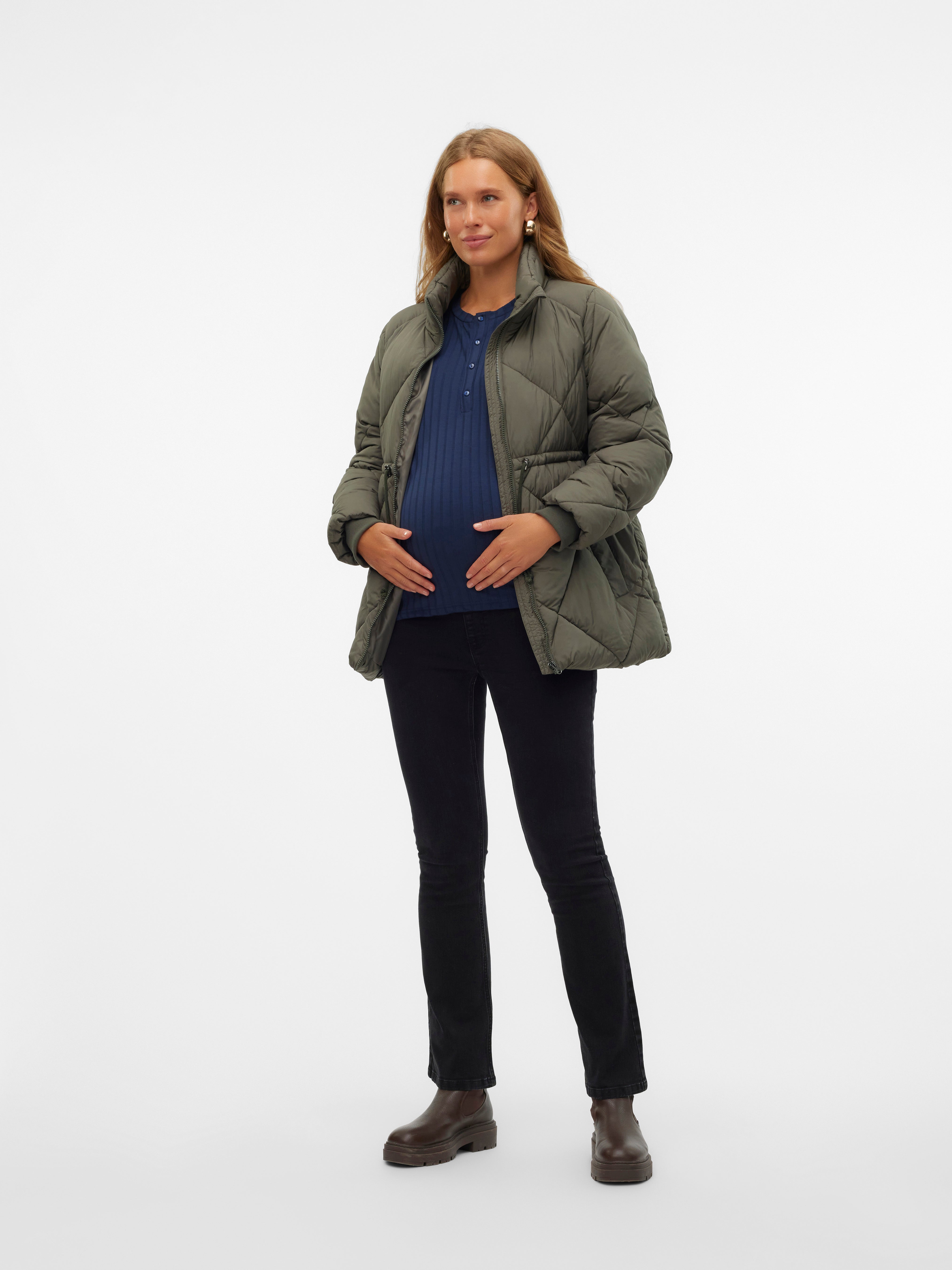 Hoch geschlossen Mantel Dunkelgrau