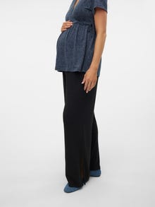 MAMA.LICIOUS Krój wide leg Rozcięcia boczne Spodnie -Black - 20021004
