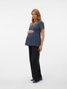 MAMA.LICIOUS Krój wide leg Rozcięcia boczne Spodnie -Black - 20021004