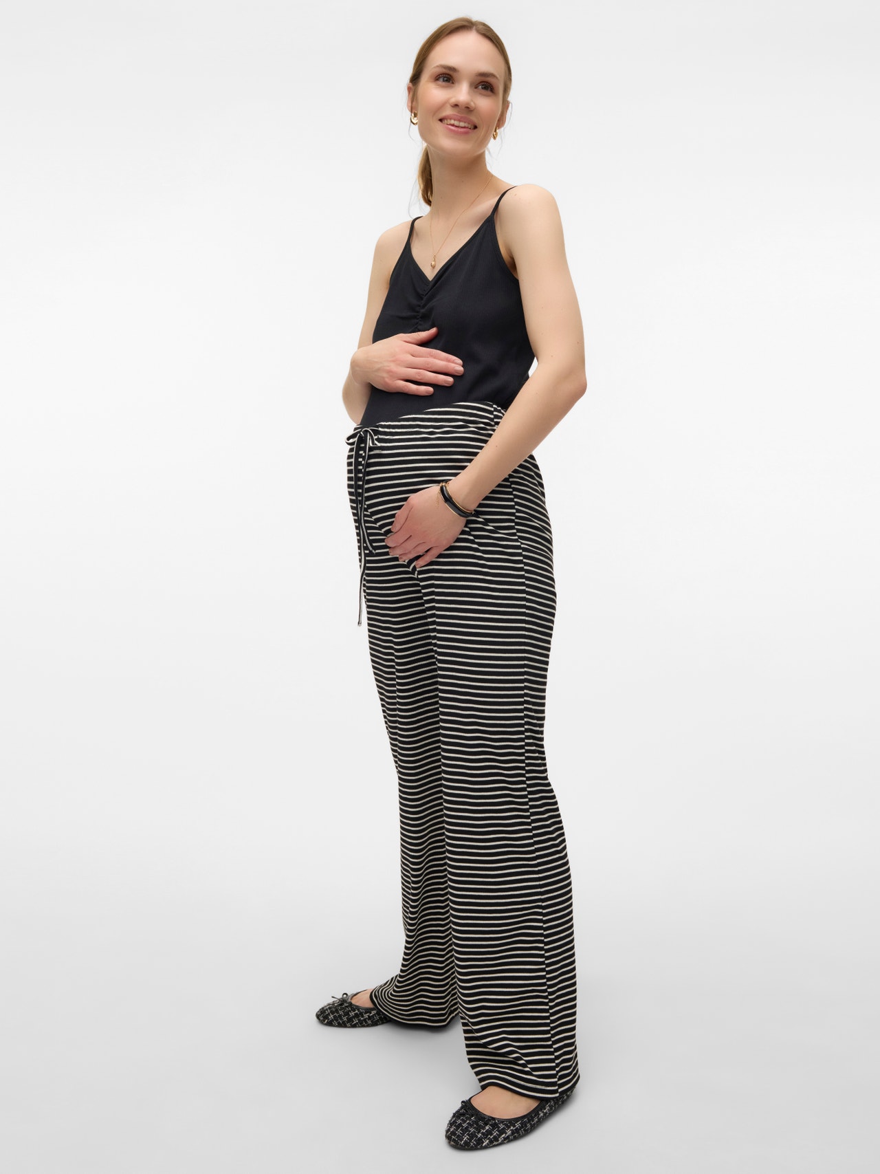 MAMA.LICIOUS Pantalones Corte wide leg Tiro alto -Black - 20021105