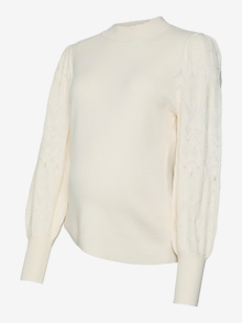 MAMA.LICIOUS Pullover Regular Fit Collo Alto Maniche a palloncino -Birch - 20021115