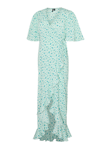 MAMA.LICIOUS Vestido largo Corte regular Cuello en V -Moonlight Jade - 20021168