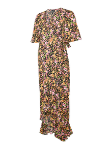 MAMA.LICIOUS Robe longue Regular Fit Col en V -Black - 20021168