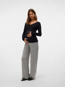 MAMA.LICIOUS Normal passform Byxor -Light Grey Melange - 20021359