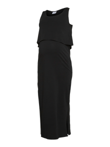 MAMA.LICIOUS Regular Fit Round Neck Midi dress -Black - 20021364