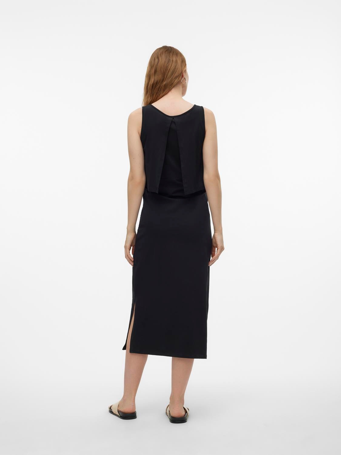 MAMA.LICIOUS Regular Fit Round Neck Midi dress -Black - 20021364