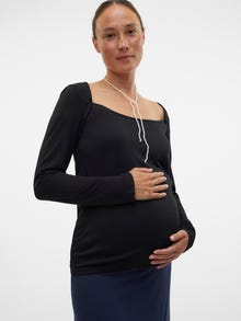 MAMA.LICIOUS Tight Fit Square neck Top -Black - 20021847