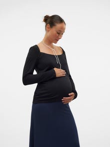 MAMA.LICIOUS Tight Fit Square neck Top -Black - 20021847