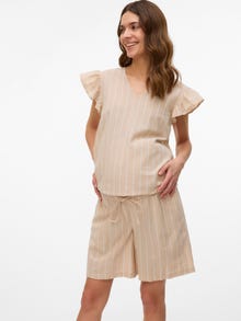 MAMA.LICIOUS Normal passform Medelhög midja Shorts -Humus - 20021944