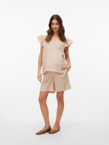 MAMA.LICIOUS Normal passform Medelhög midja Shorts -Humus - 20021944
