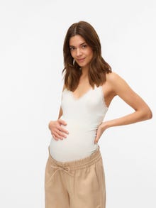 MAMA.LICIOUS Bodycon Fit V-hals Topp -Snow White - 20022196
