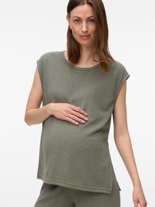 MAMA.LICIOUS Tops Regular Fit Col rond -Agave Green - 20022206