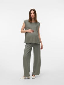 MAMA.LICIOUS Tops Regular Fit Col rond -Agave Green - 20022206