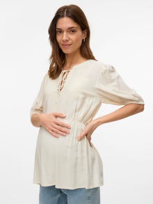 MAMA.LICIOUS Normal geschnitten Mandarin Kragen Top -Birch - 20022260