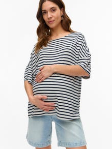 MAMA.LICIOUS Krój pudełkowy Okrągły dekolt T-shirt -Silver Lining - 20022315