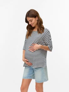 MAMA.LICIOUS Krój pudełkowy Okrągły dekolt T-shirt -Silver Lining - 20022315
