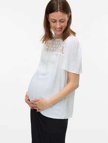 MAMA.LICIOUS Normal geschnitten Rundhals Top -Cloud Dancer - 20022317