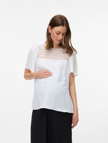 MAMA.LICIOUS Normal geschnitten Rundhals Top -Cloud Dancer - 20022317