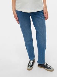 MAMA.LICIOUS Mom Fit Medelhög midja Jeans -Medium Blue Denim - 20022341