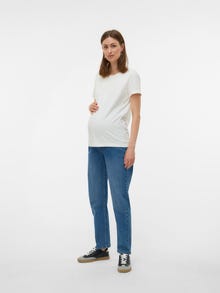 MAMA.LICIOUS Mom Fit Medelhög midja Jeans -Medium Blue Denim - 20022341