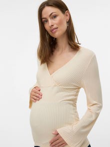 MAMA.LICIOUS Regular Fit V-Neck Top -Birch - 20022392