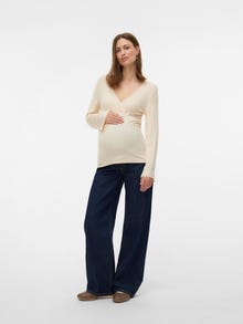 MAMA.LICIOUS Regular Fit V-Neck Top -Birch - 20022392