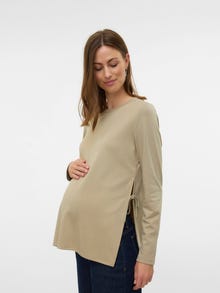 MAMA.LICIOUS Regular Fit Round Neck Top -London Fog - 20022436