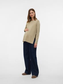 MAMA.LICIOUS Regular Fit Round Neck Top -London Fog - 20022436