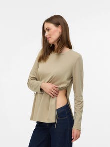 MAMA.LICIOUS Regular Fit Round Neck Top -London Fog - 20022436