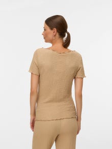 MAMA.LICIOUS Regular Fit Boat neck Top -Sesame - 20022513
