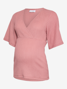 MAMA.LICIOUS Eng anliegend V-Ausschnitt Top -Rose Elegance - 20022638