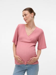 MAMA.LICIOUS Eng anliegend V-Ausschnitt Top -Rose Elegance - 20022638