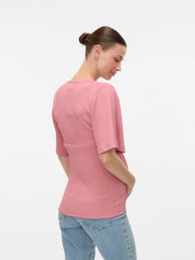 MAMA.LICIOUS Eng anliegend V-Ausschnitt Top -Rose Elegance - 20022638