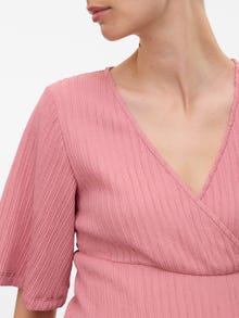 MAMA.LICIOUS Eng anliegend V-Ausschnitt Top -Rose Elegance - 20022638