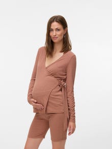 MAMA.LICIOUS Regular fit V-pääntie Topit -Cedar Wood - 20022644