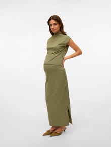 MAMA.LICIOUS Høy midje Langt skjørt -Deep Lichen Green - 20022685