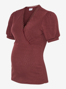 MAMA.LICIOUS Regular Fit Round Neck Top -Pomegranate - 20022700