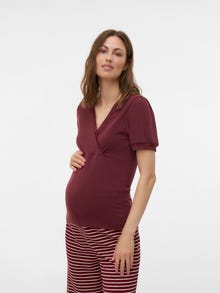 MAMA.LICIOUS Regular Fit Round Neck Top -Pomegranate - 20022700