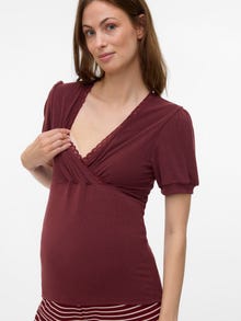MAMA.LICIOUS Regular Fit Round Neck Top -Pomegranate - 20022700