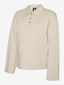 MAMA.LICIOUS Normal geschnitten Polokragen Poloshirt -Pumice Stone - 20022942