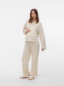 MAMA.LICIOUS Normal geschnitten Polokragen Poloshirt -Pumice Stone - 20022942