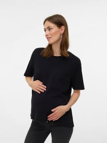 MAMA.LICIOUS Regular Fit Round Neck Top -Black - 20023095