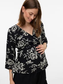 MAMA.LICIOUS Normal geschnitten V-Ausschnitt Top -Black - 20023511