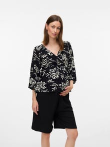 MAMA.LICIOUS Normal geschnitten V-Ausschnitt Top -Black - 20023511