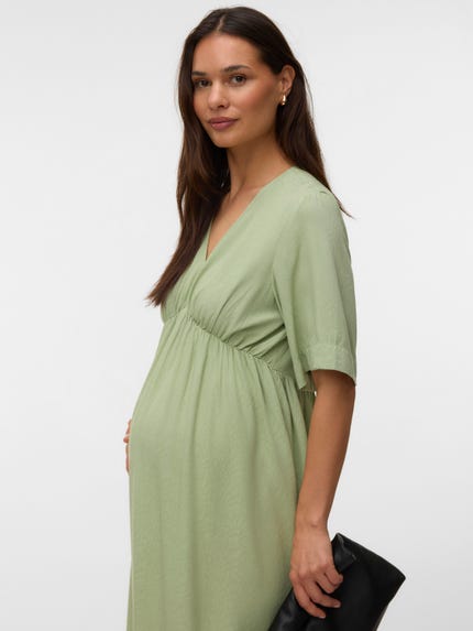 MLNOELA Maternity Dress | Light Green | MAMA.LICIOUS MLNOELA Maternity Dress | Light Green | MAMA.LICIOUS